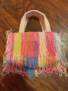 Multicolor Beaded Fringe Mini Tote